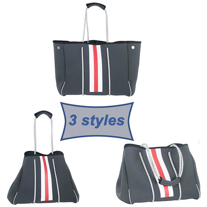 Fashion hot selling Multipurpose punched beach bag neoprene tote handbag 3style