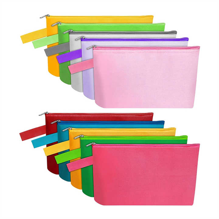 Custom Printed Logo Canvas Pouch Personalised Zipper Top Cotton Fabric Canvas Pouch Bag For Cosmetic Packaging