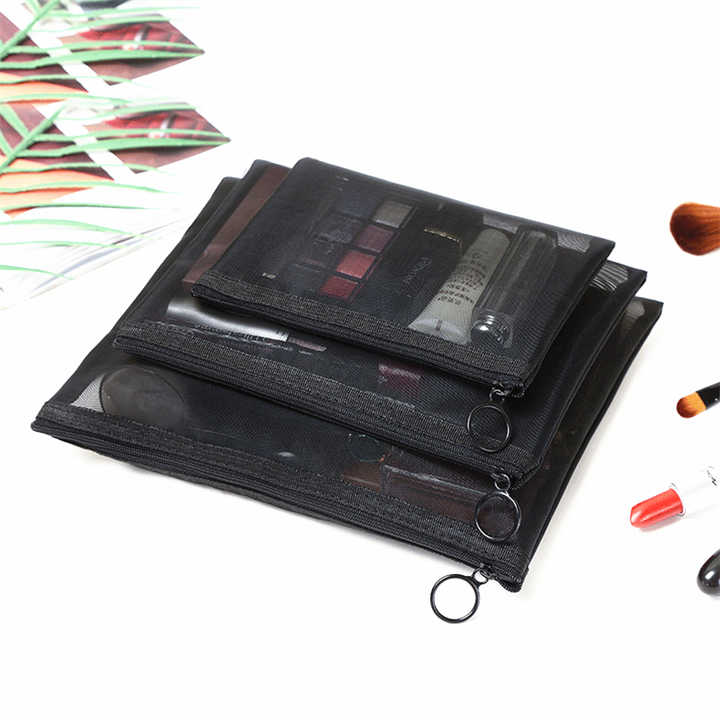 Manufacturers direct nylon makeup bag female portable travel lipstick storage bag transparent large capacity toiletry bag